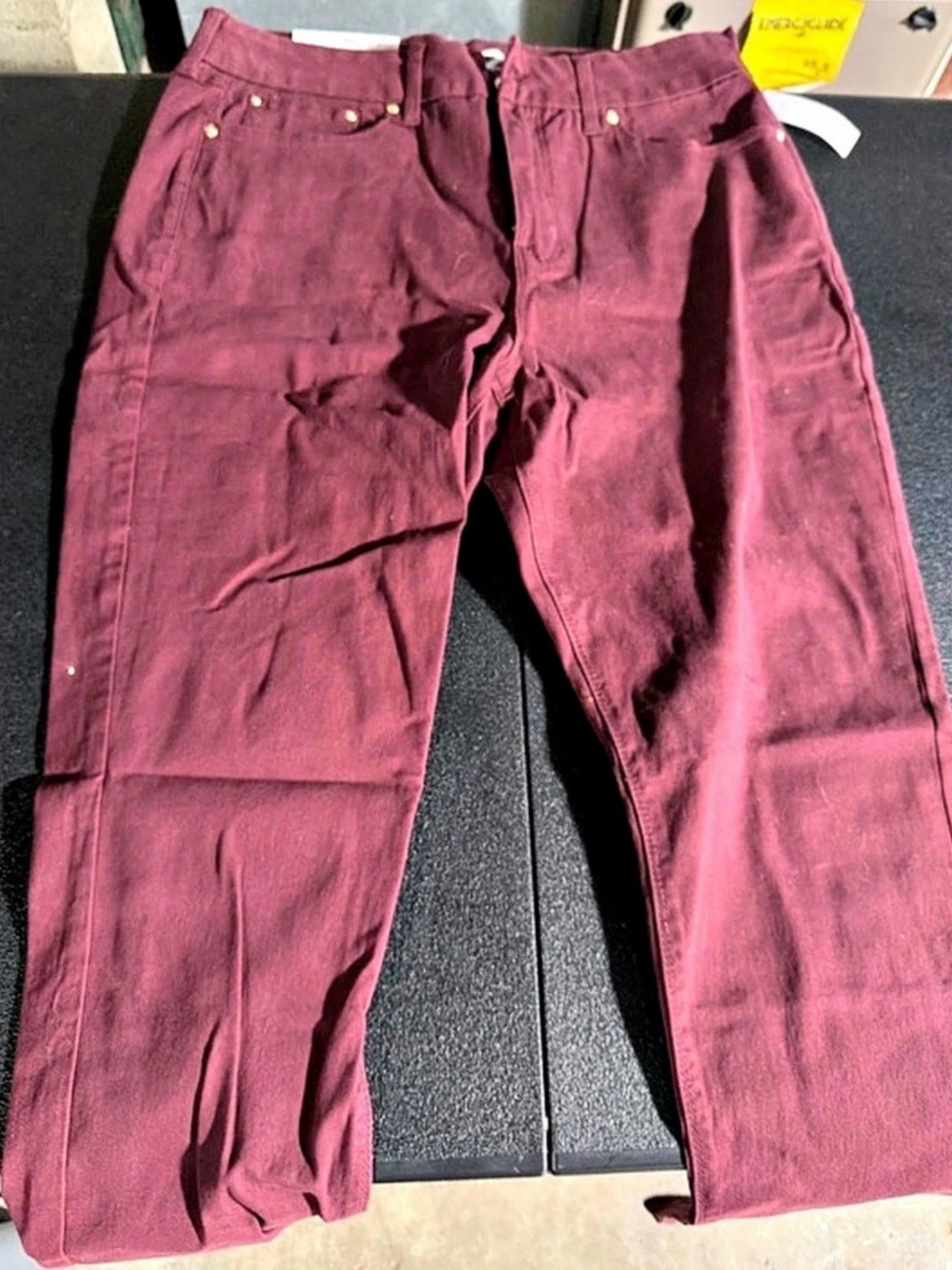 Seven Tummy Less Skinny Jeans. Burgundy. Waist 16